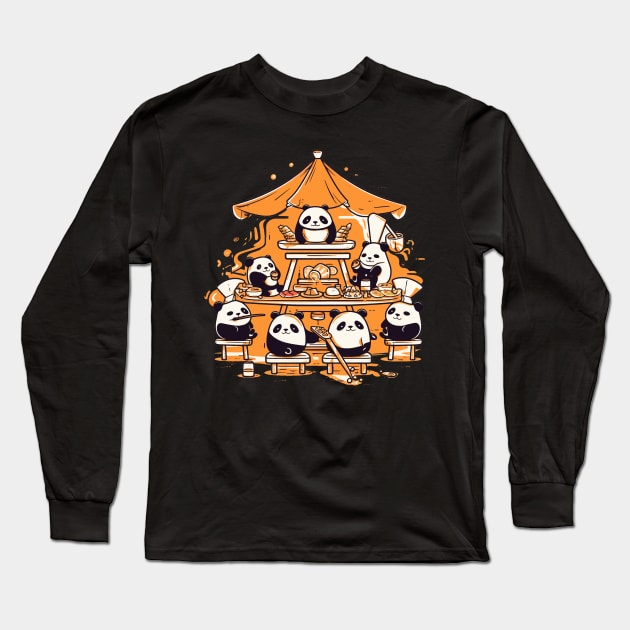 Panda Food Passion: Restaurant Ramen Panda Feast Mode: Culinary Cuteness Long Sleeve T-Shirt by Kibo2020